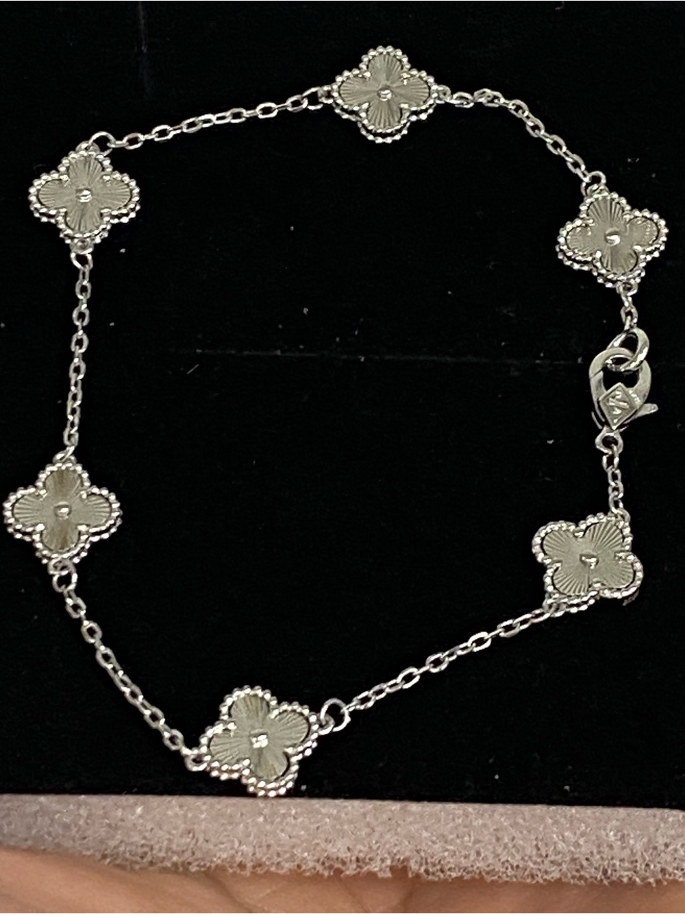 Delicate Silver Clover Station Bracelet - Women
